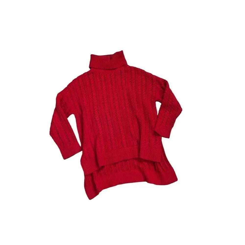 Alice + Olivia Turtleneck Cotton Wool Blend Sweater Womens Red Size Medium